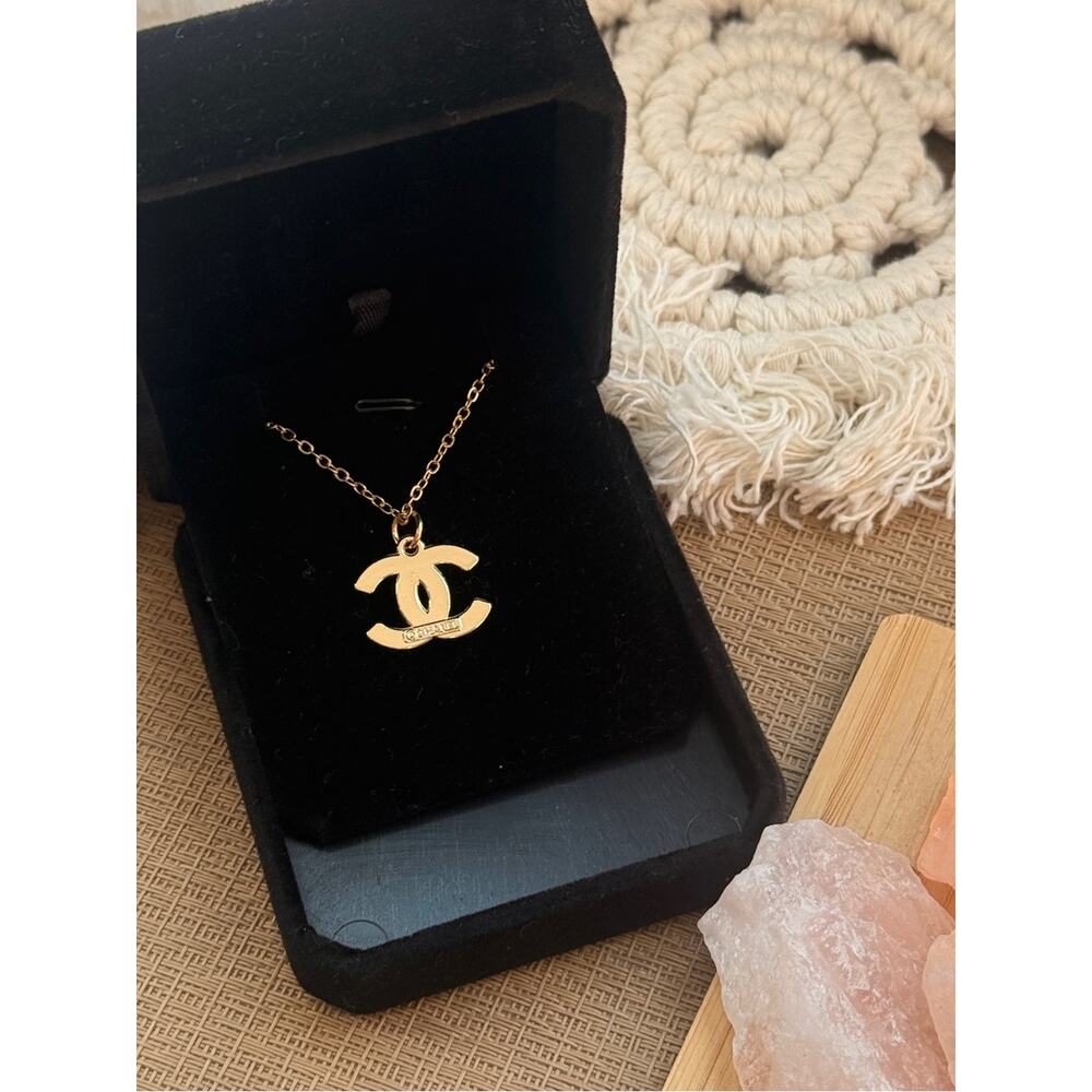 ONLY 1! Vintage CC Gold logo Upcycled Necklace - Picture 2 of 4